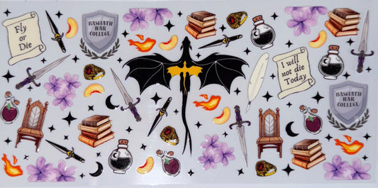 Dragon Fantasy UV DTF Wrap | Romantasy Bookish Cup Wrap | Dragon Rider Inspired | Fourth Wing Vibes | 16oz Glass Can Transfer