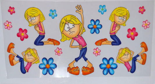 Relatable Mood Girl UV DTF Cup Wrap | Funny Attitude Glass Can Transfer | Sassy Cartoon 16oz Cup Decal | Chaos Mood Wrap